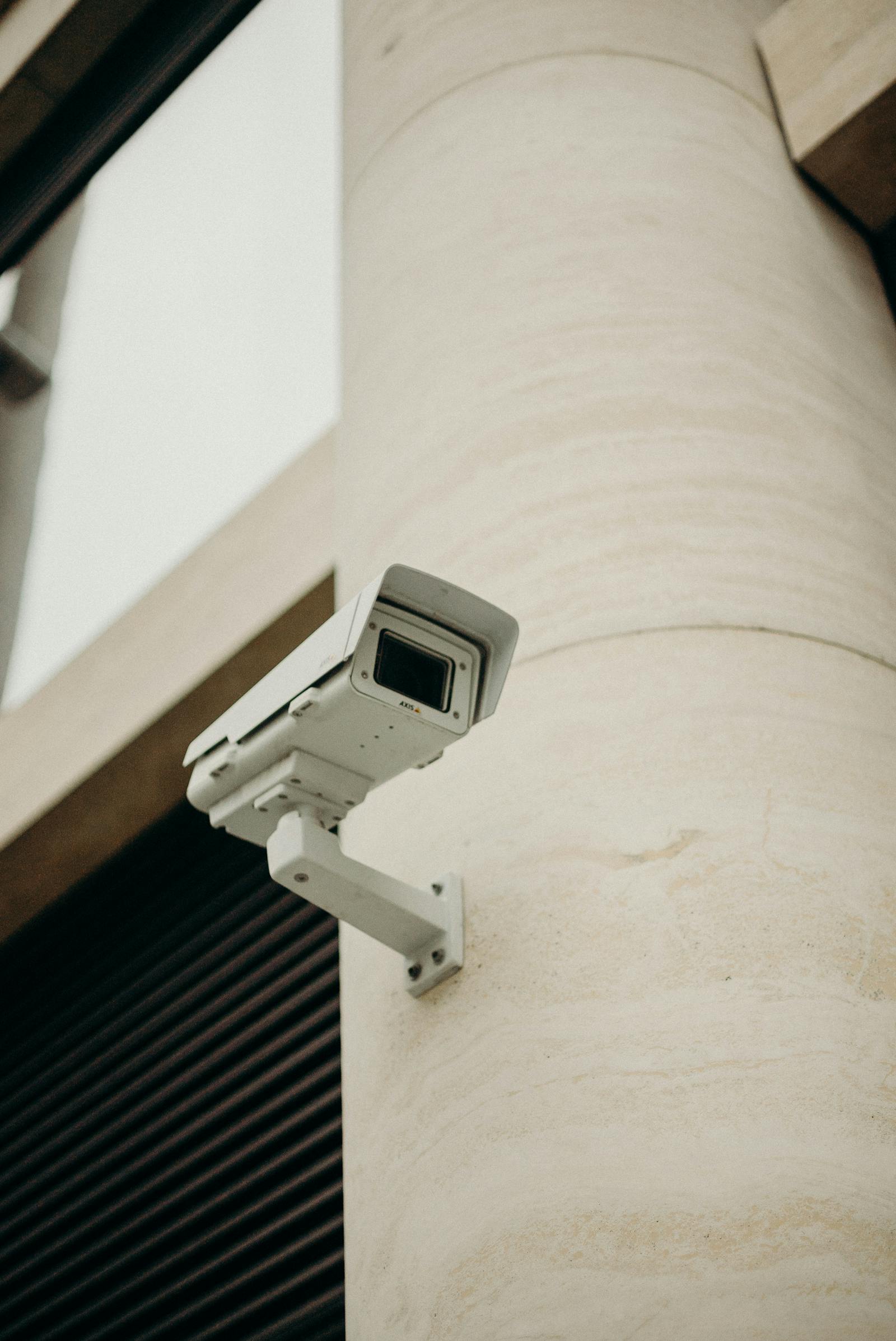 CCTV camera mounted on a commercial building